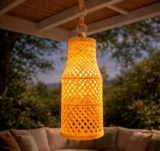 Handmade Bamboo Cylinder Hanging Lamp Shade